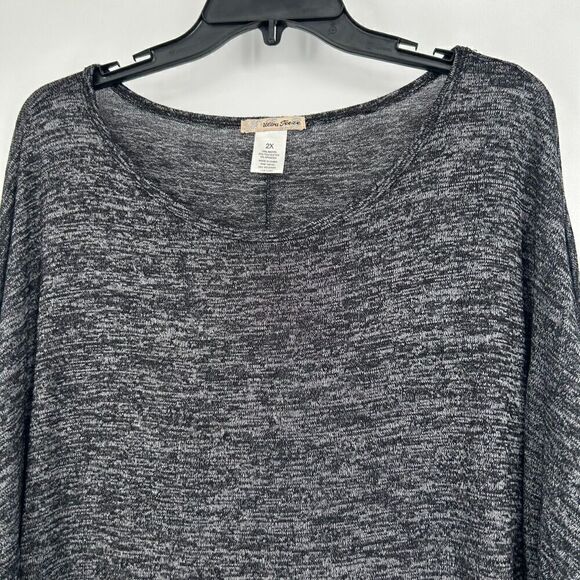Ultra Freeze Marled Black Sweater Knit Top Dolman Sleeves Slouchy Oversized 2X - Picture 2 of 9